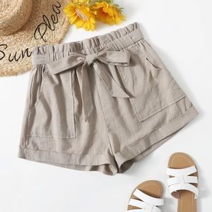 NEW Paperbag Waist Belted Cuffed Shorts